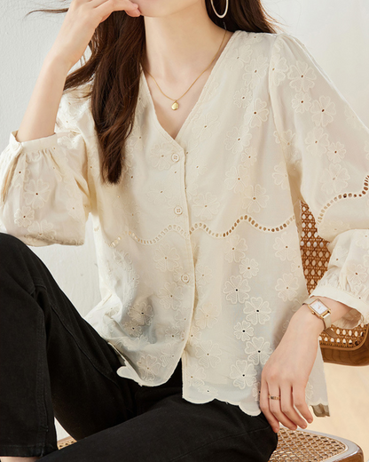 Elodie Petal Eyelet Blouse