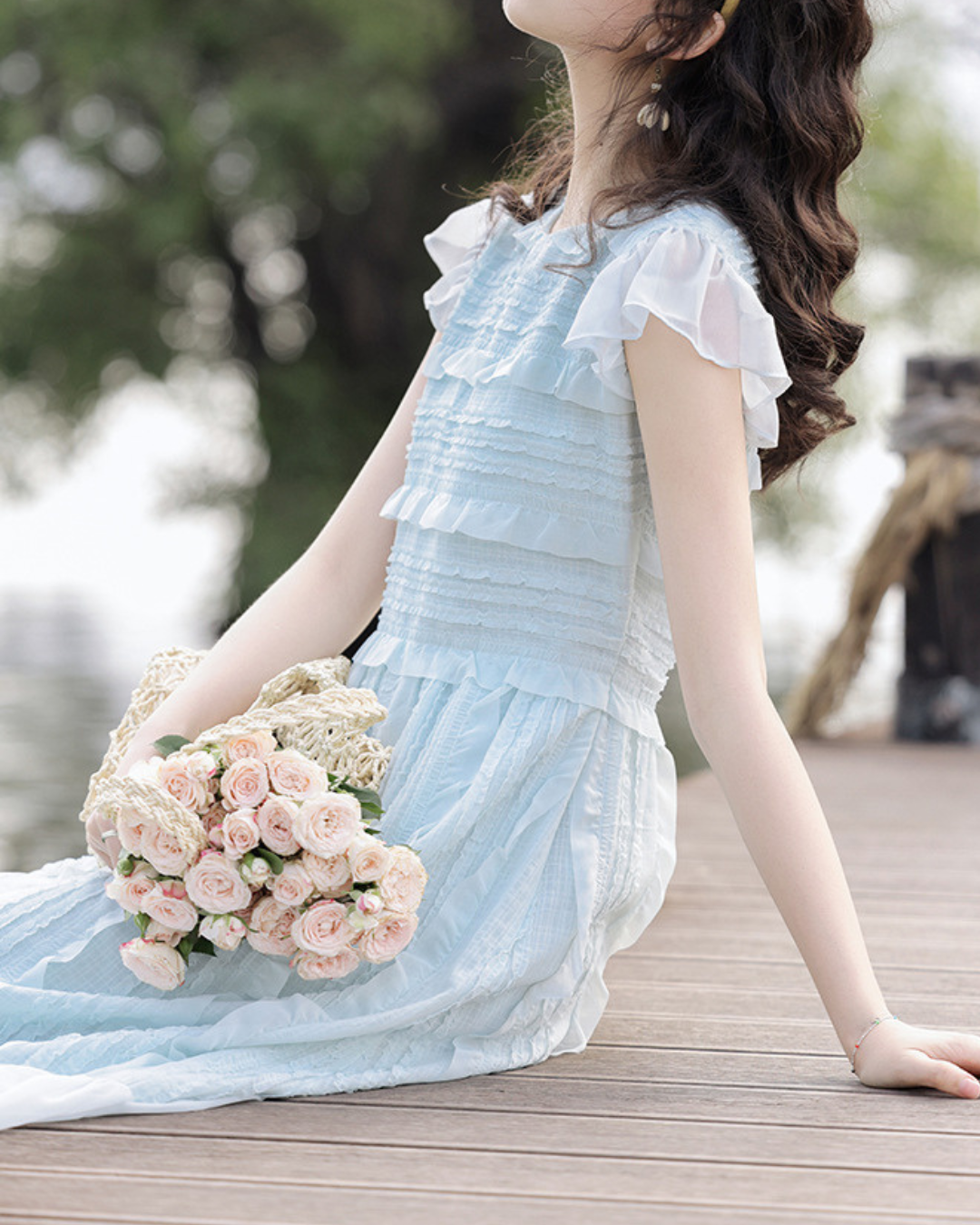 Elowen Breeze Ruffle Midi Dress