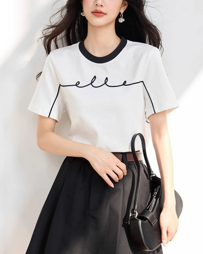 Elle Line Script Trim T-Shirt
