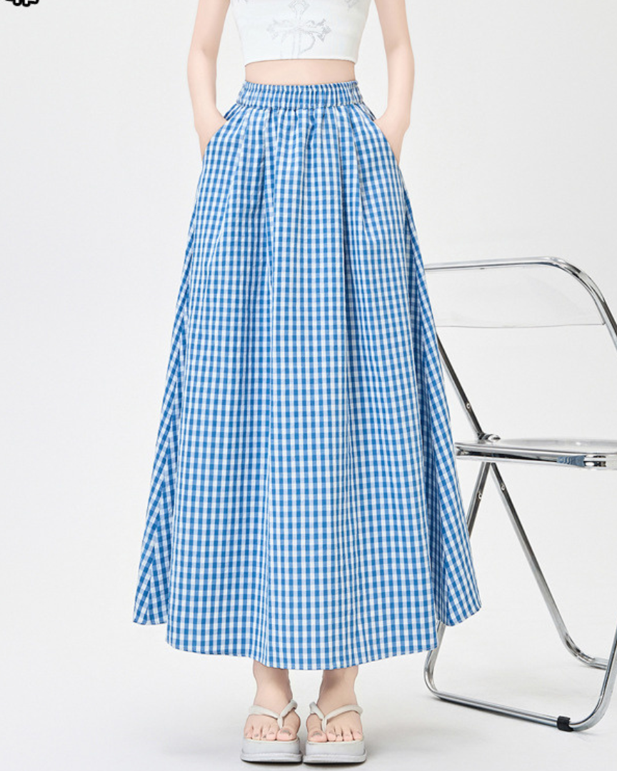 Mira Gingham Ease Maxi Skirt