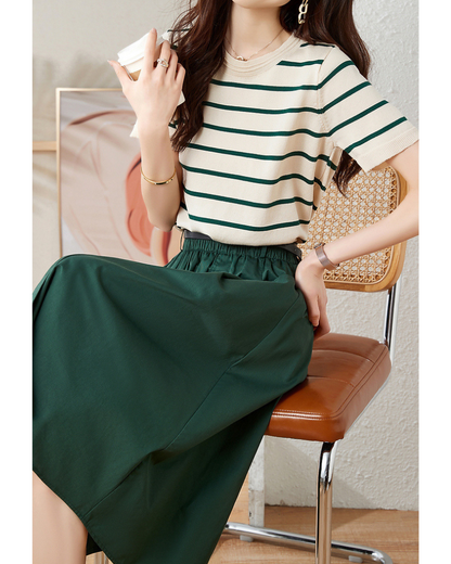 Eloise Stripe Gathered Skirt Set
