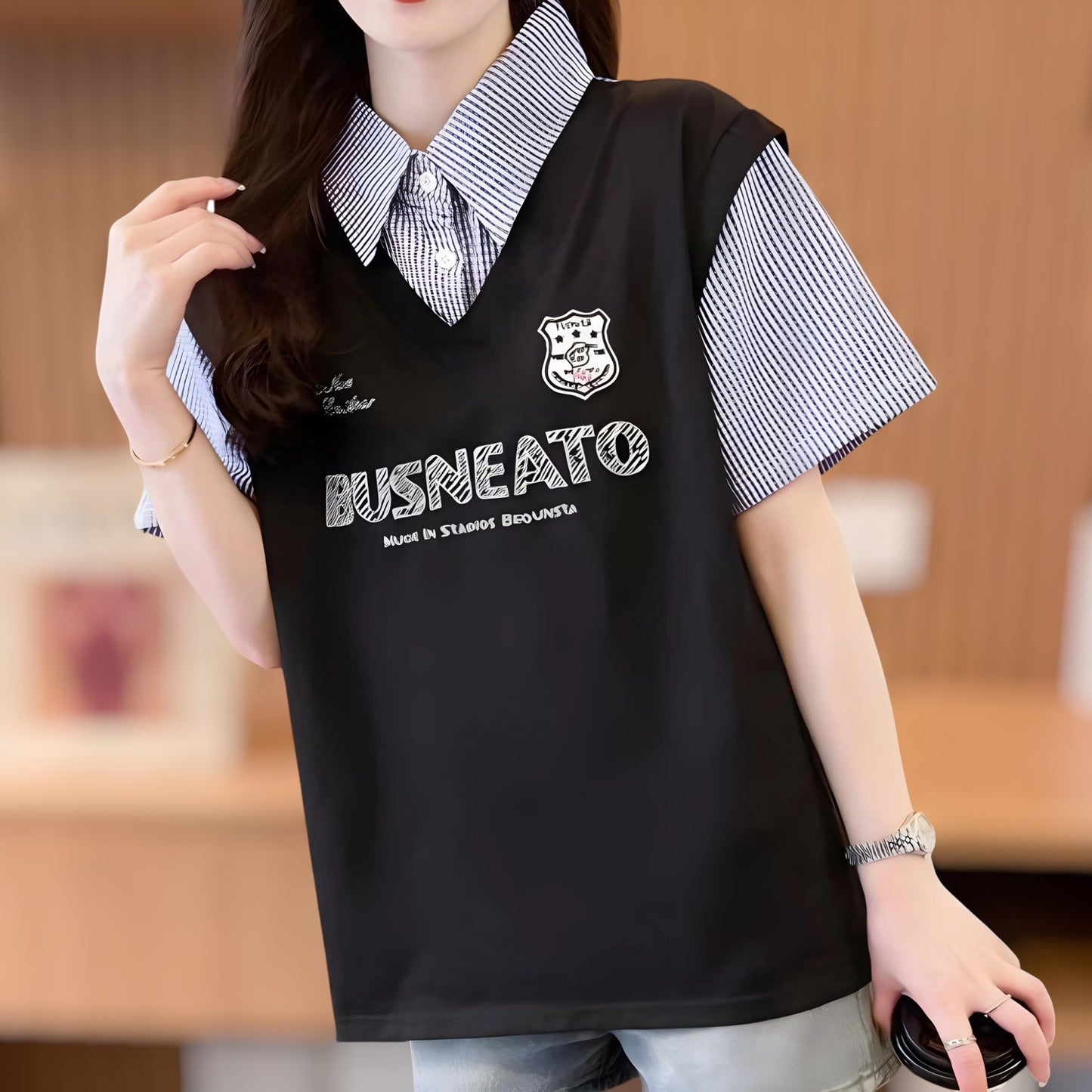 Maren Sketch Layered Collar T-Shirt