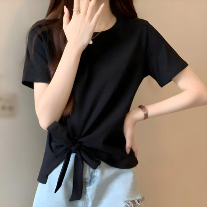 Serene Bow Side Cotton T-Shirt