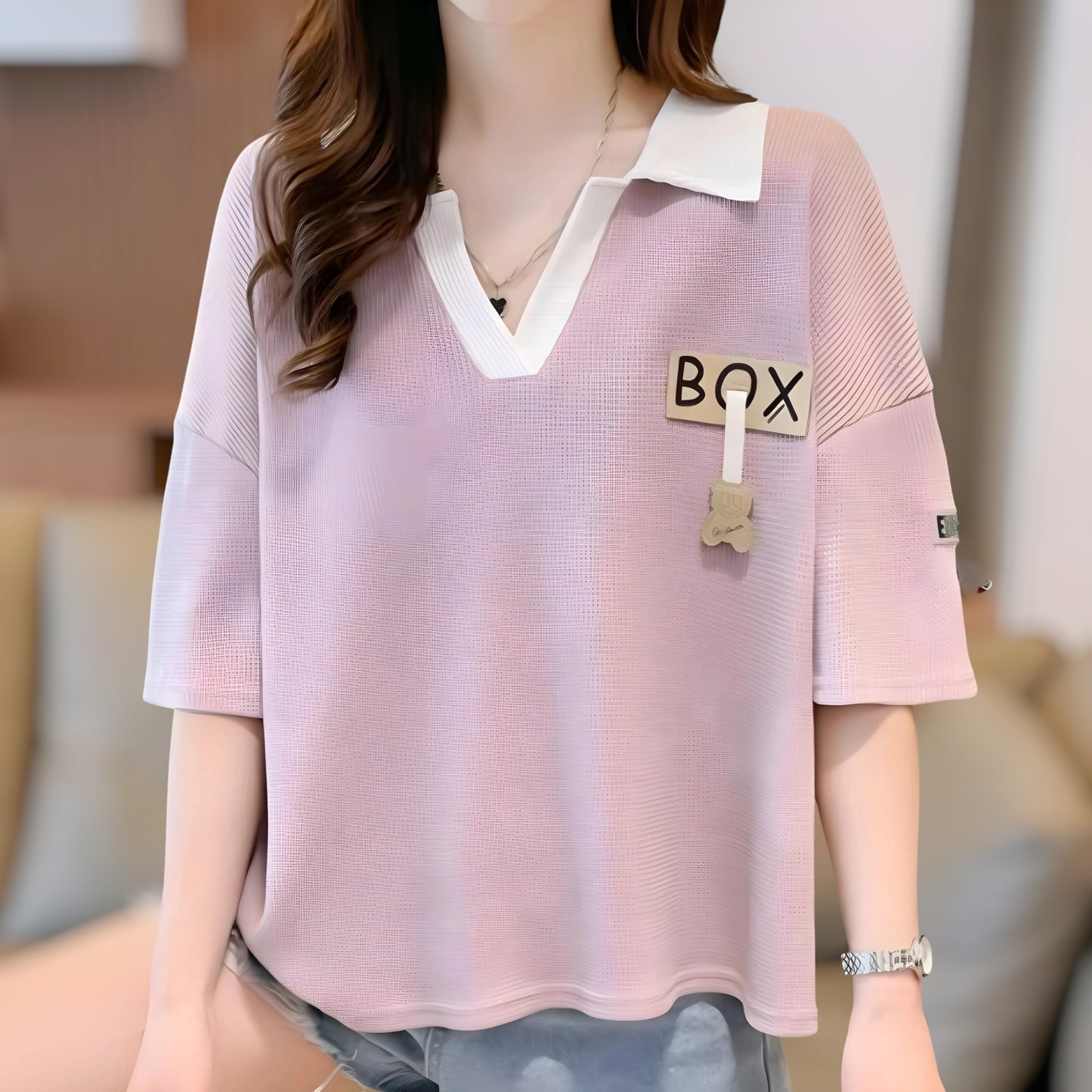 Eloise Soft Collar Mesh T-Shirt