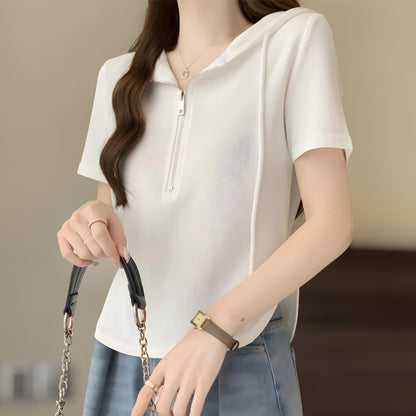 Noelle Zip Trim Soft Hoodie T-Shirt