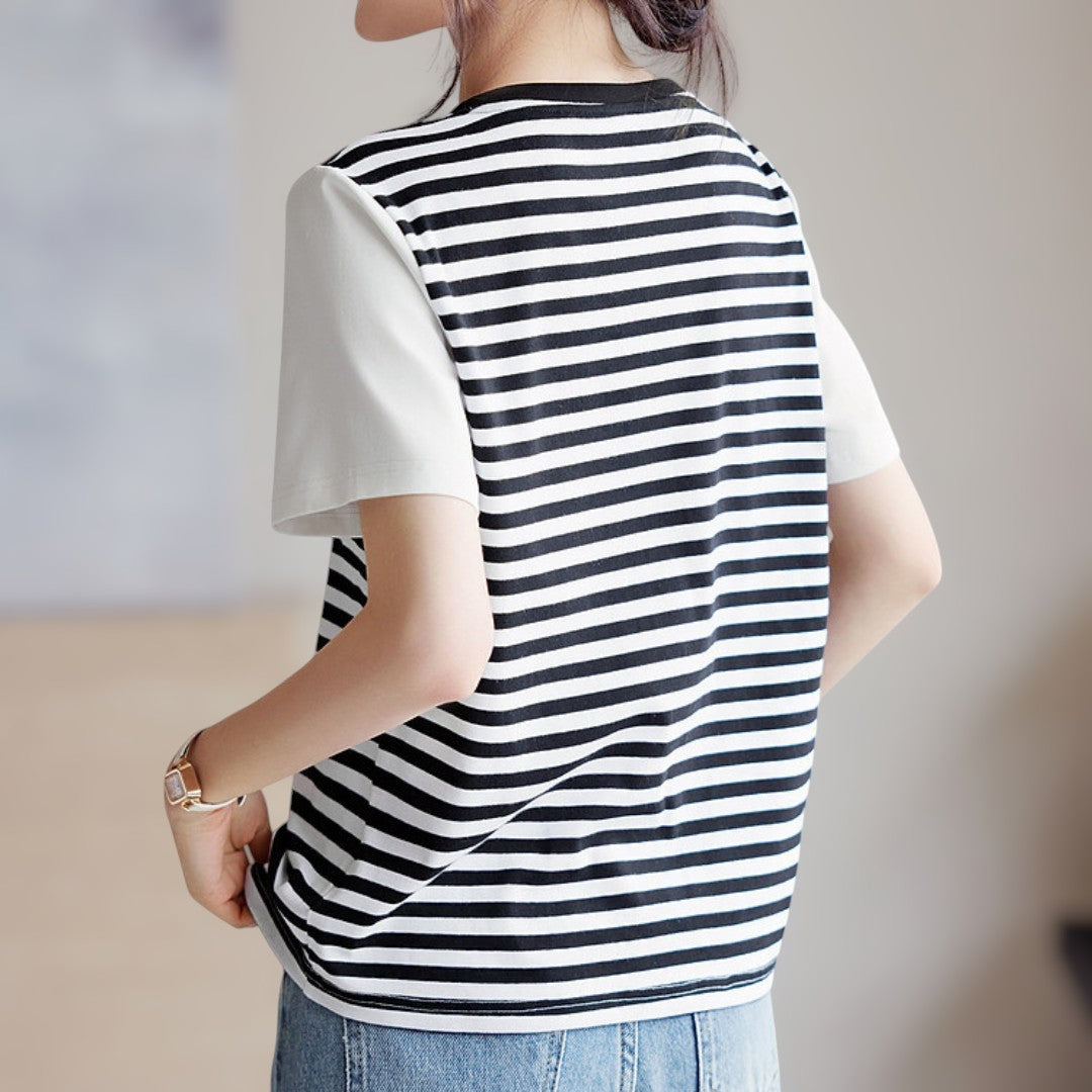 Arden Stripe Panel Layer T-Shirt