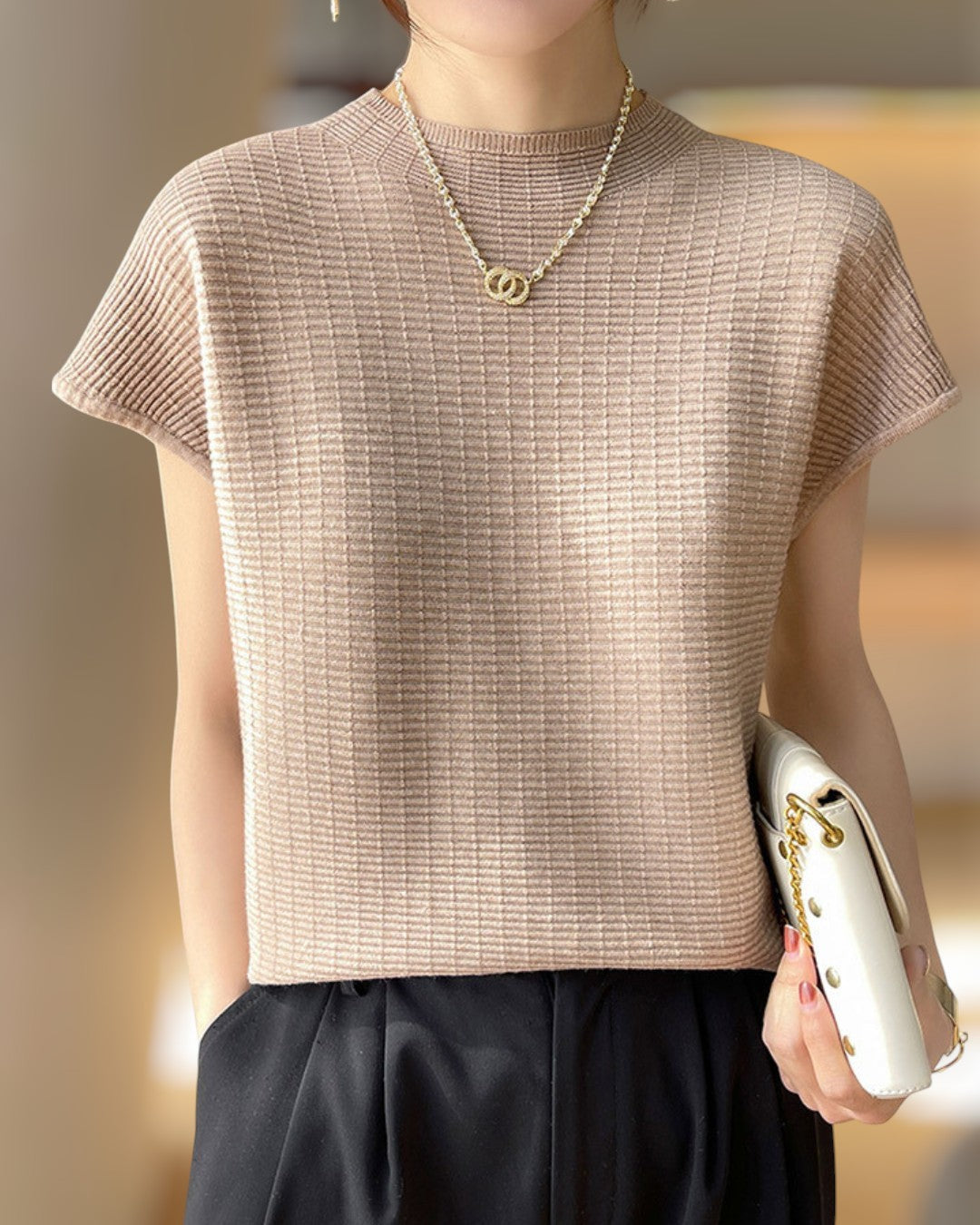 Lena Calm Ribbed Knit Tee