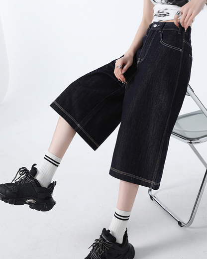 Isla Ease Wide Crop Denim