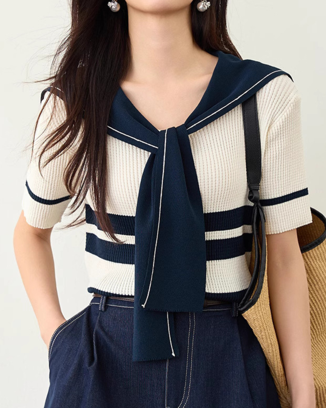 Marin Stripe Collar Knit T-Shirt