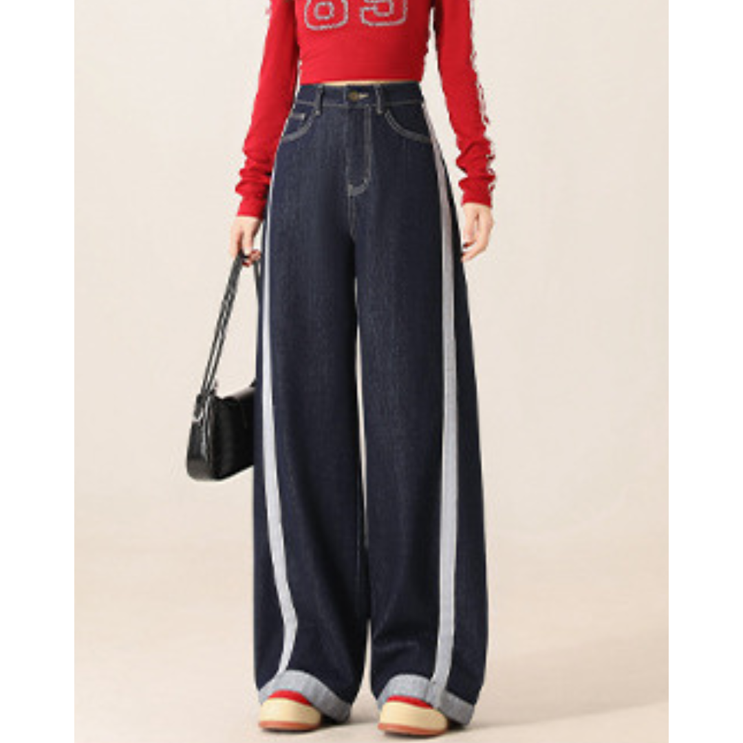 Freya Contrast Line Denim Trousers