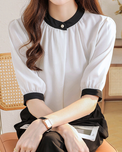 Vera Ease Pearl Trim Blouse
