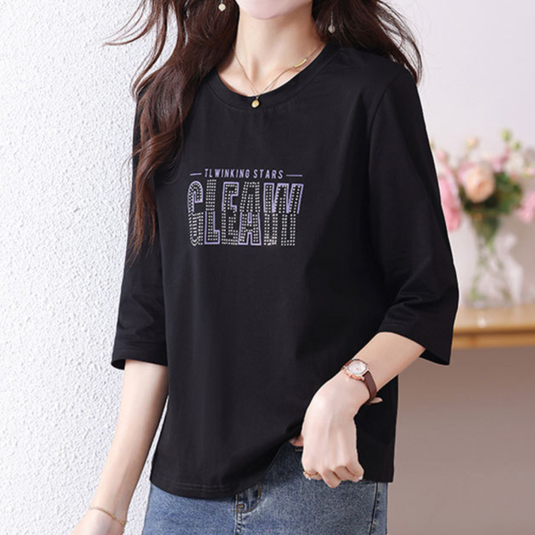 Lyra Glow Text Half Sleeve T-Shirt