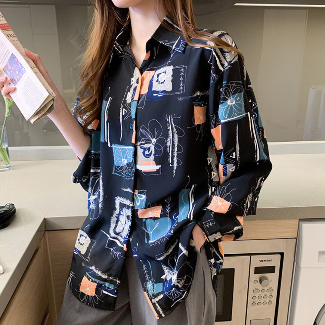 Mabel Print Vintage Chiffon Blouse