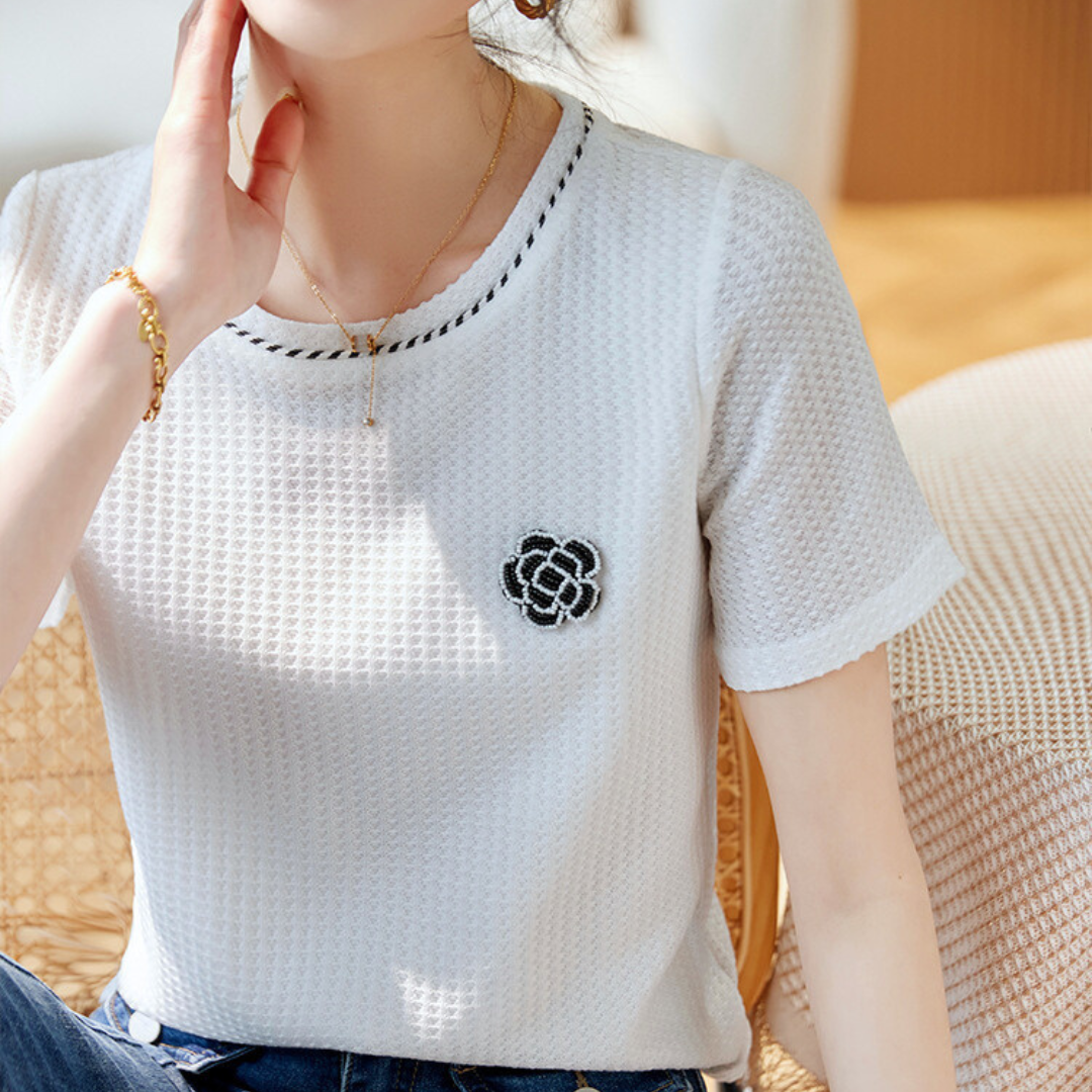 Clara Waffle Flower Knit T-Shirt