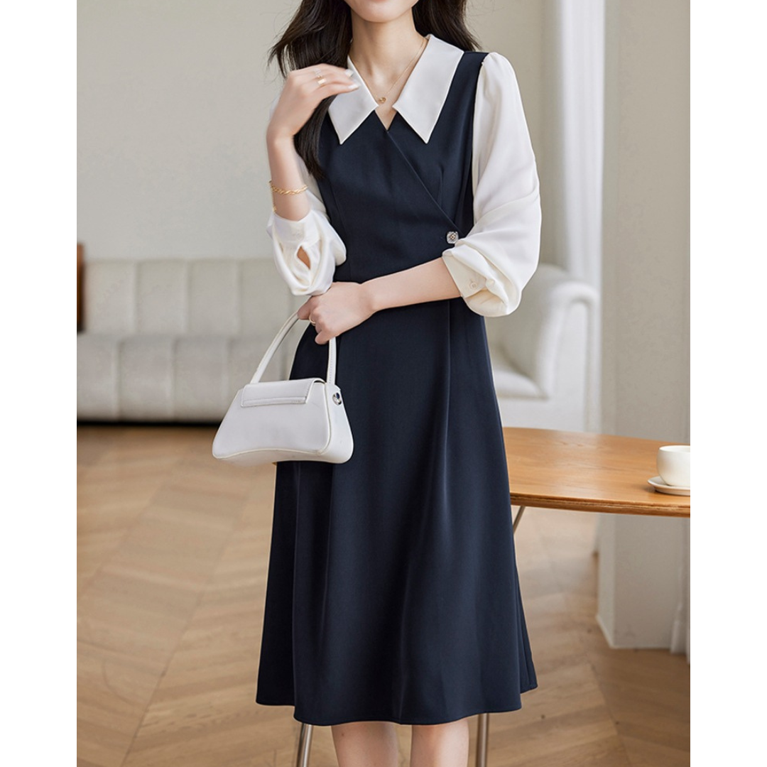 Mina Contrast Panel Midi Dress