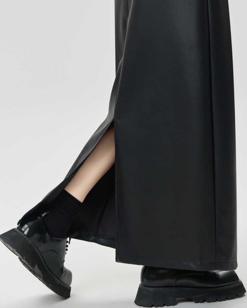 Elara Soft Line PU Leather Skirt