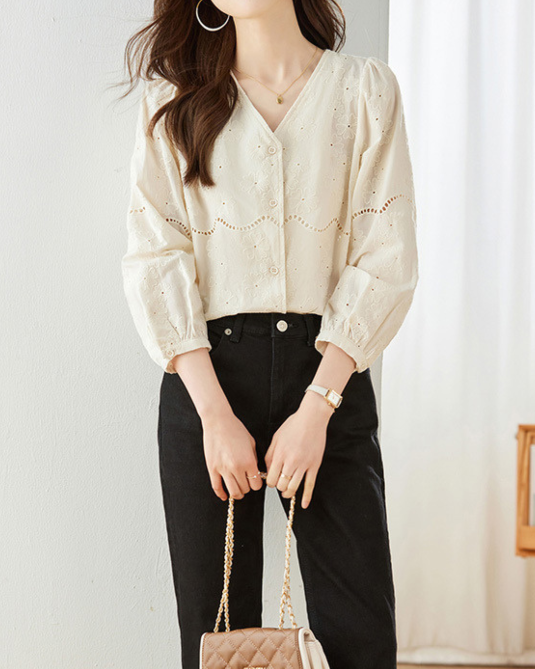 Elodie Petal Eyelet Blouse