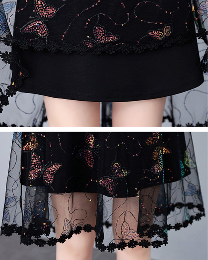 Ivy Bloom Mesh Flare Dress