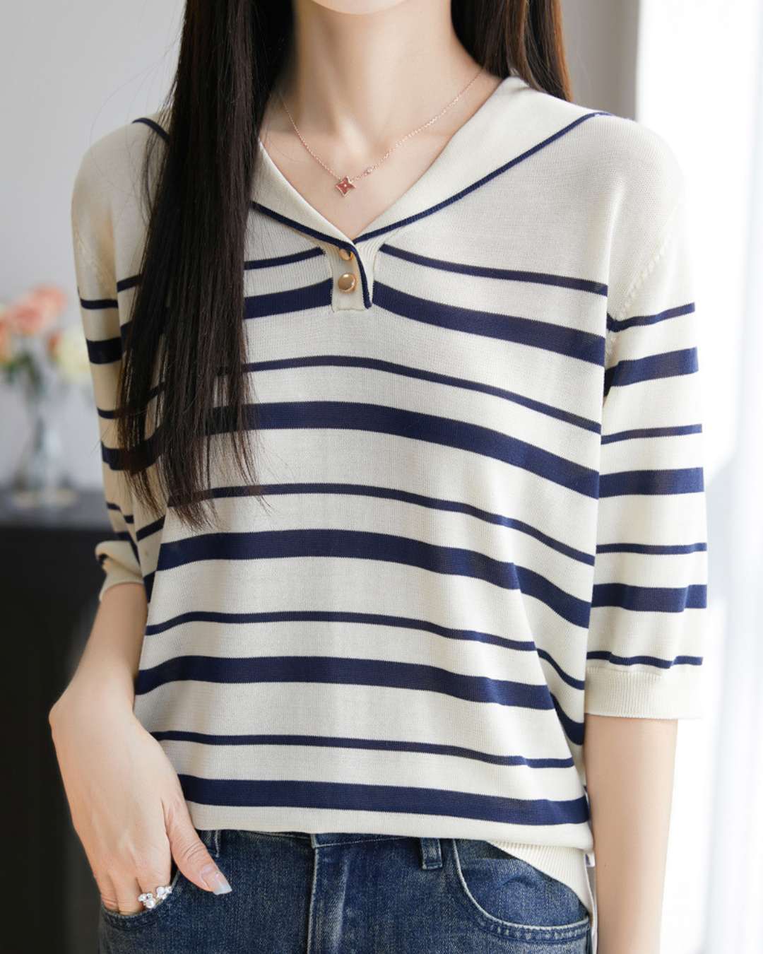 Lina Soft Stripe Knit Top