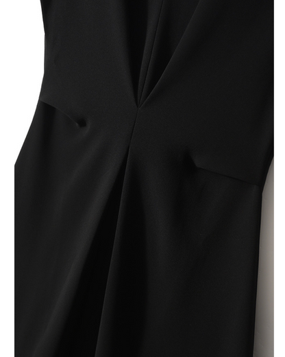 Noir Fold Pleat Midi Dress