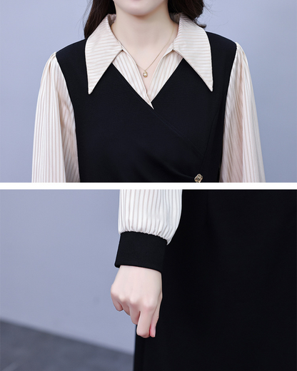 Mira Line Contrast Wrap Dress