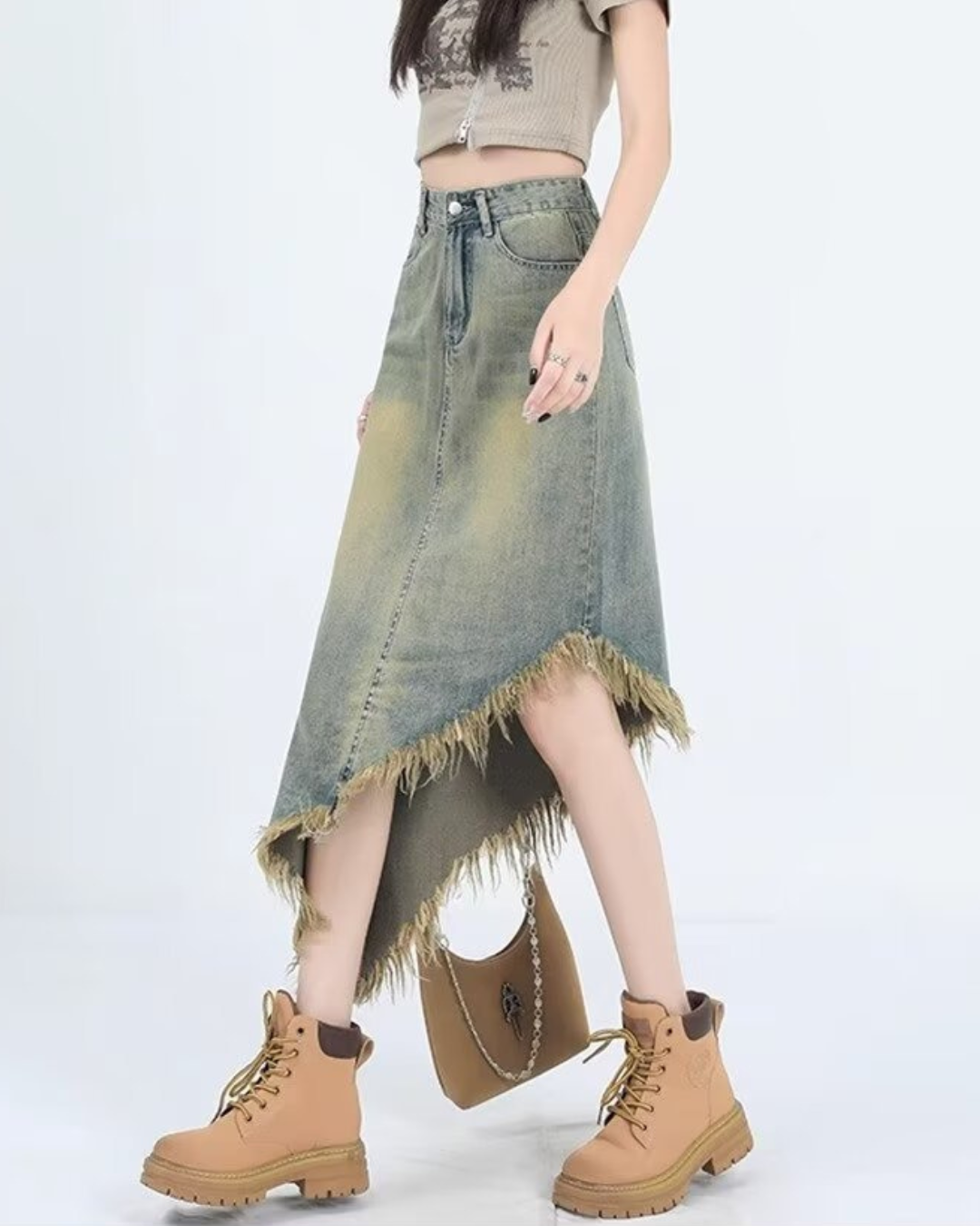 Arlo Fade Fringe Denim Skirt