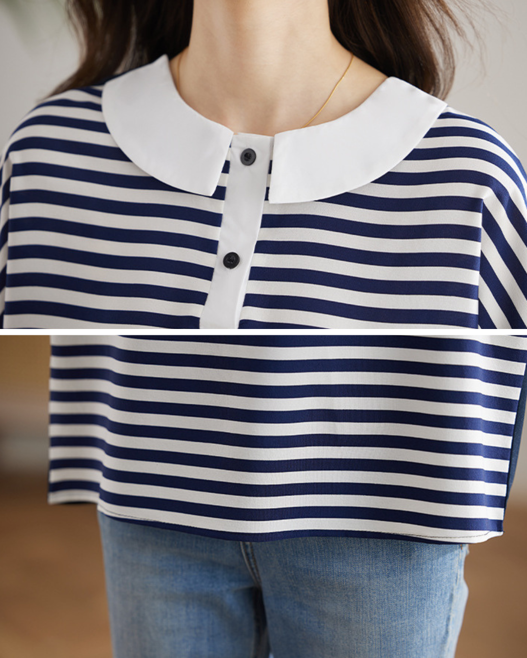 Marine Ease Stripe Collar Shirt