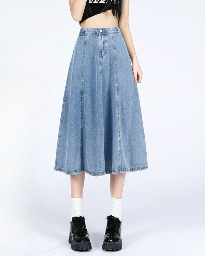 Liora Soft Pleat Denim Skirt