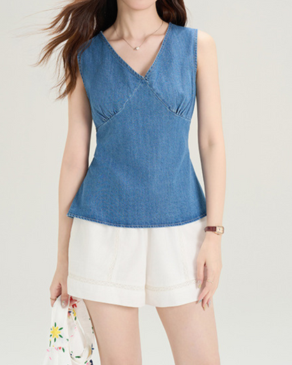 Emery Wrap Back Denim Vest