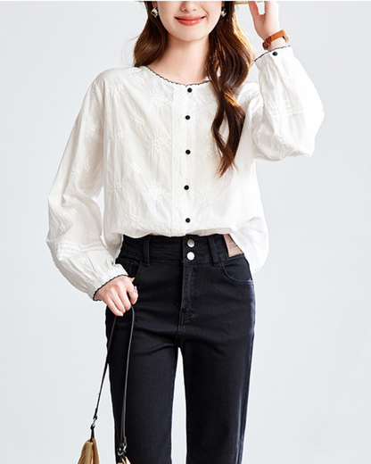 Flora Calm Trim Blouse