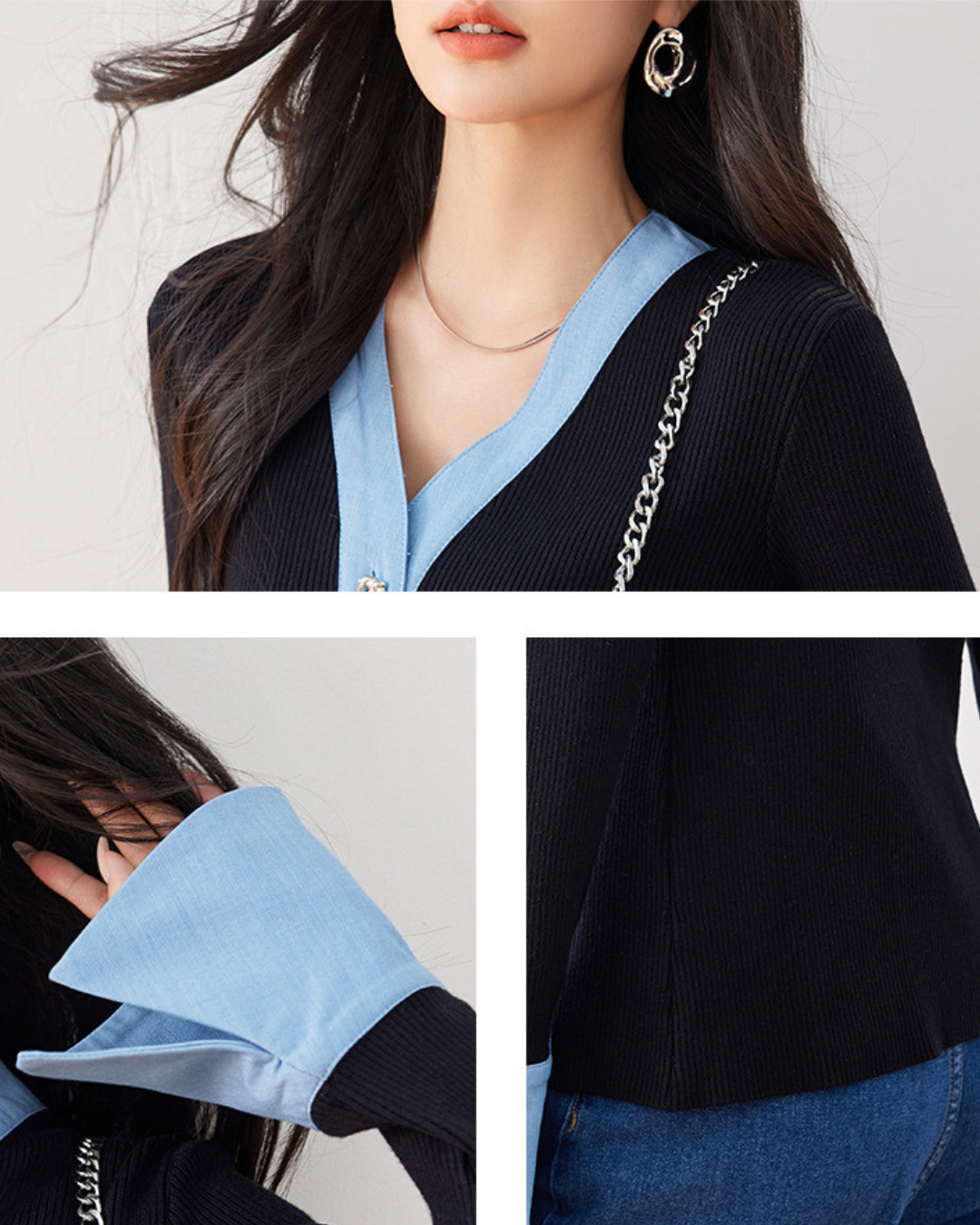 Elodie Contrast Soft Knit Cardigan