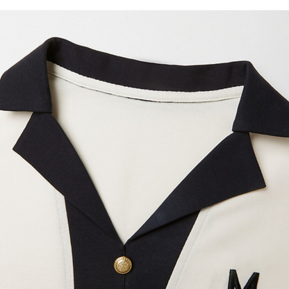 Marcie Contrast Button Collar T-Shirt