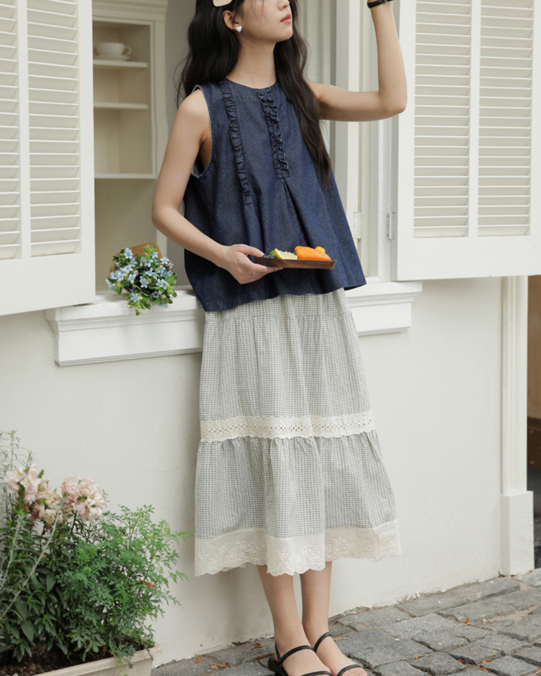 Mielle Frill Denim Sleeveless Shirt