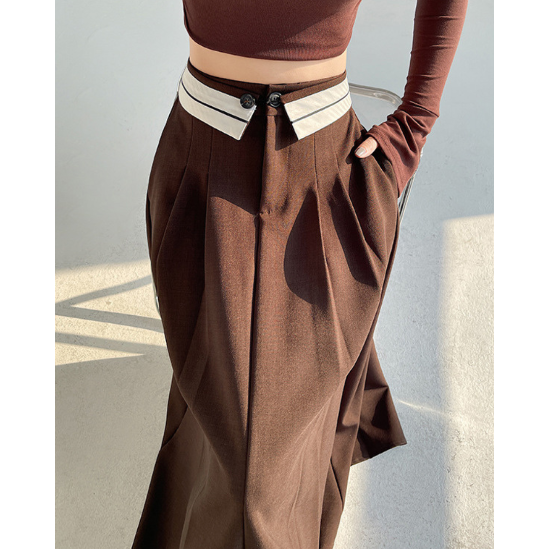 Faye Contrast Waist Flare Skirt