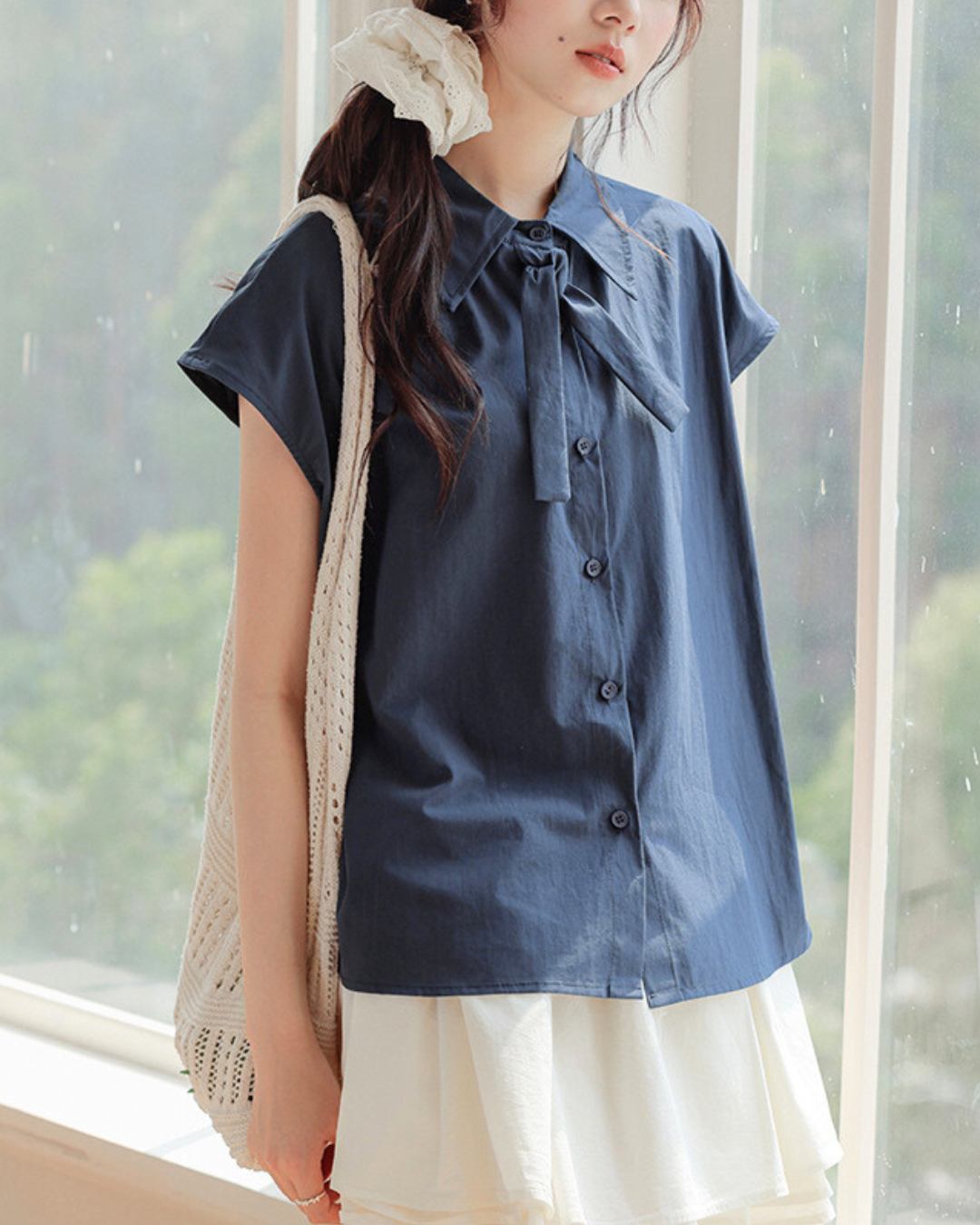 Rhea Soft Tie Collar Blouse