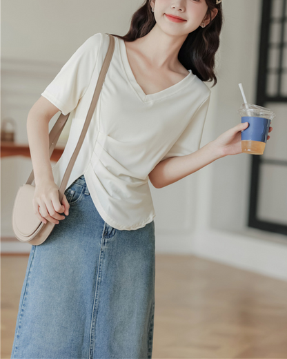 Eline Drape Side Slit T-Shirt