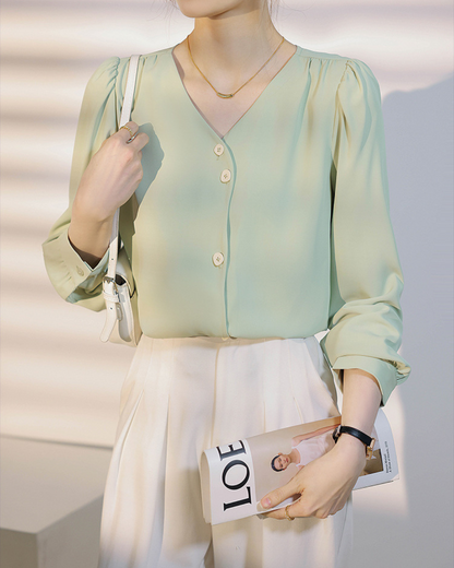 Mira Ease Wave Button Blouse