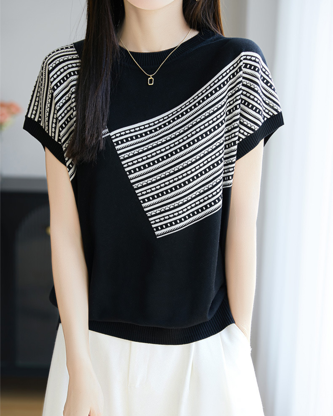 Amelie Soft Geo Stripe Knit Top