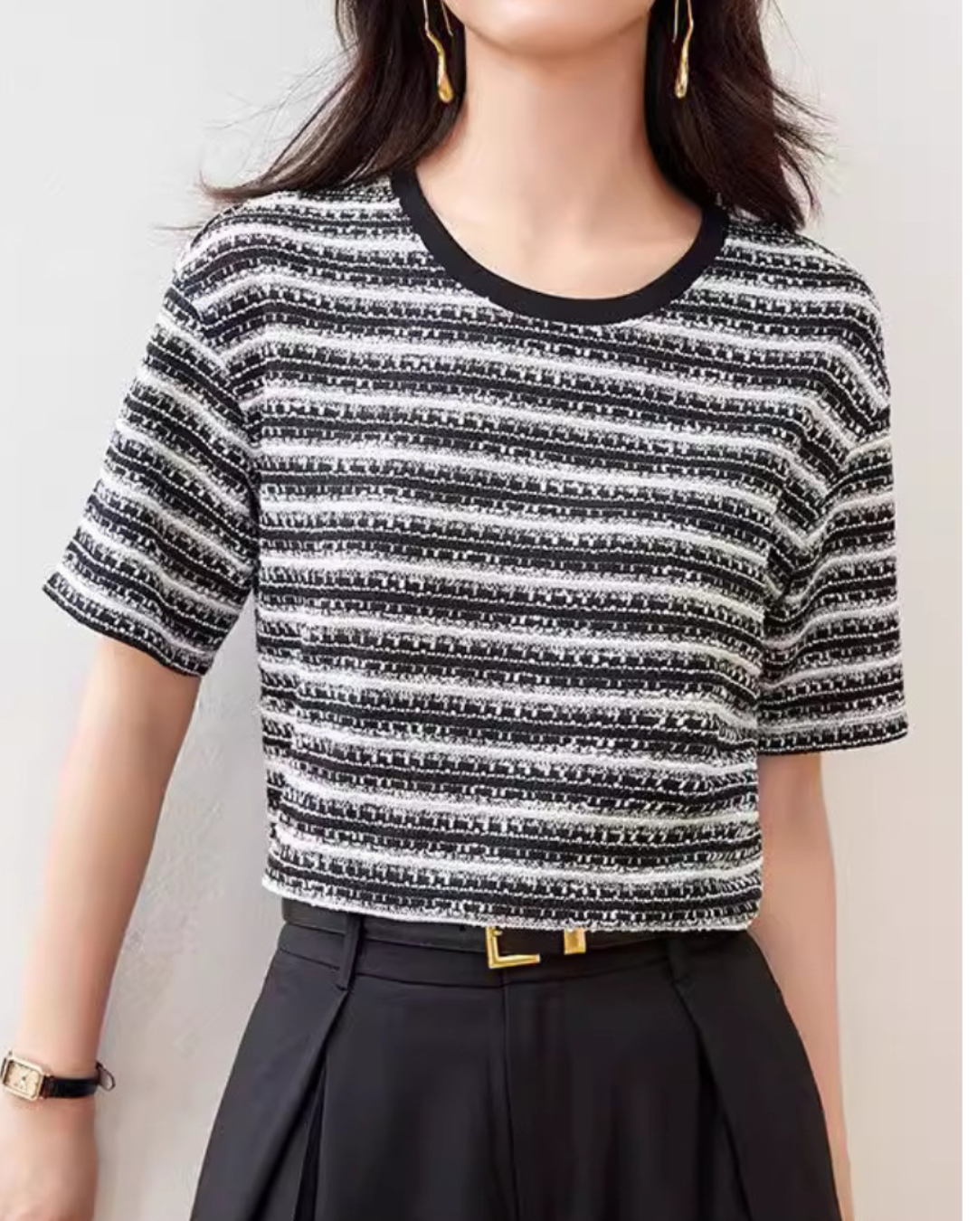 Selene Soft Tweed Knit T-Shirt