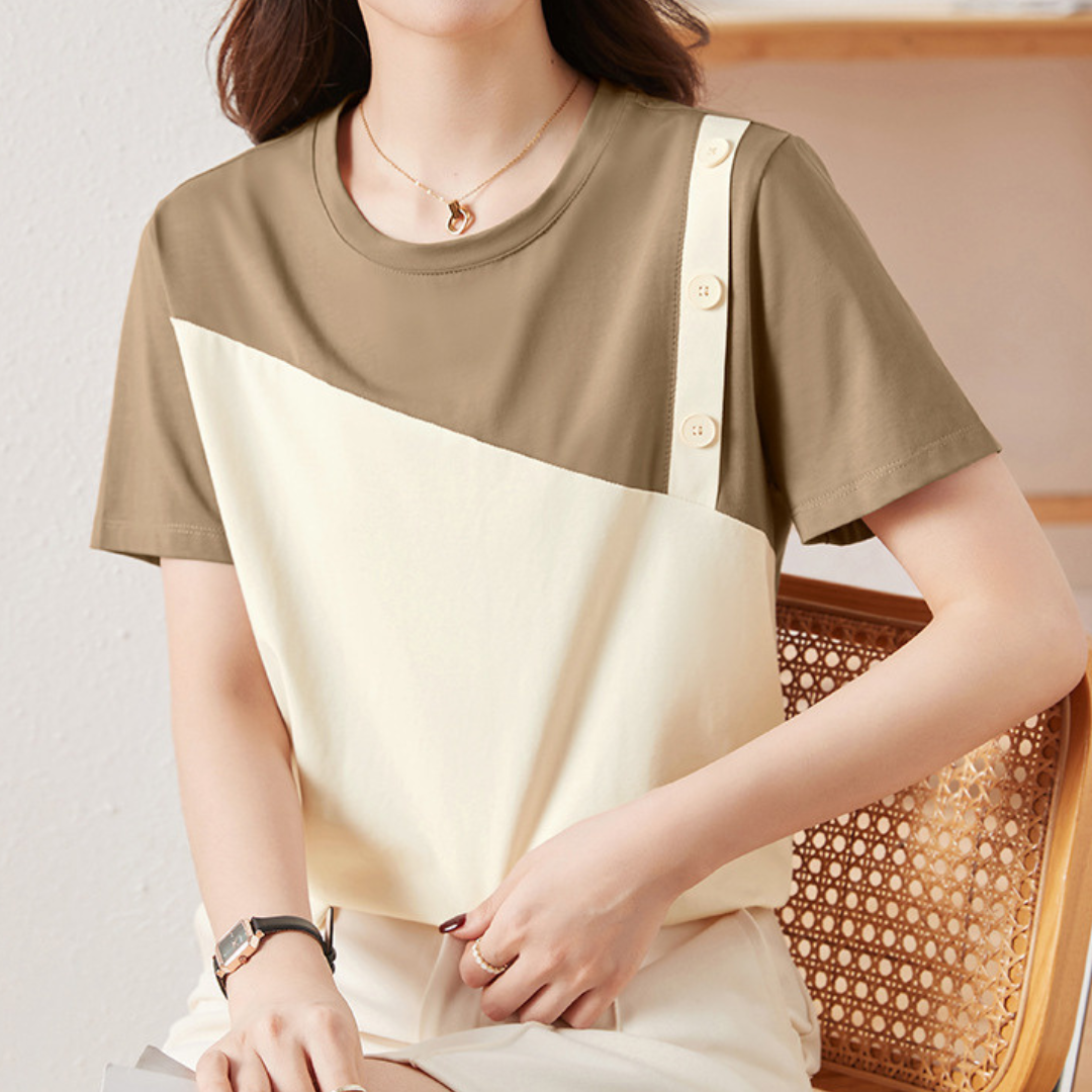 Mira Diagonal Button T-Shirt