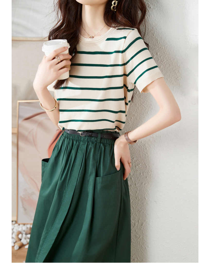 Eloise Stripe Gathered Skirt Set