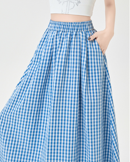 Mira Gingham Ease Maxi Skirt