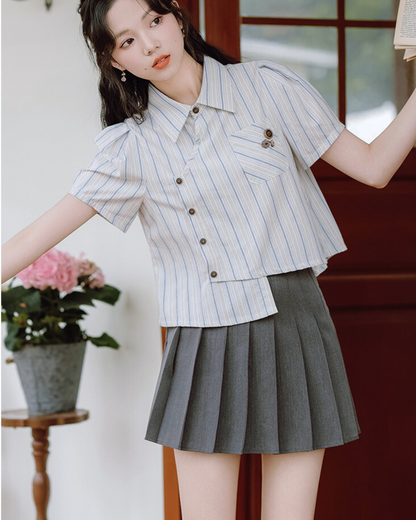 Mira Twist Stripe Collar Shirt