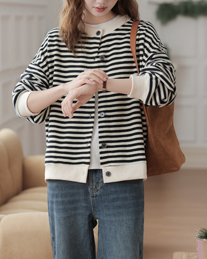 Marine Stripe Cozy Knit Cardigan