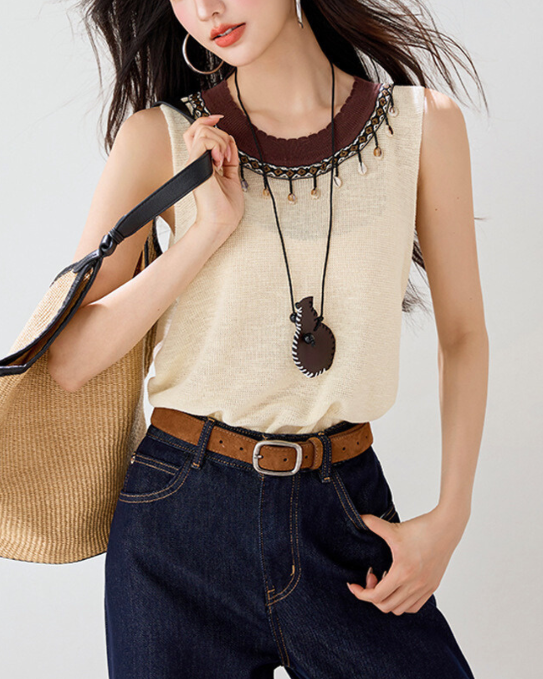 Mielle Bead Trim Knit Tank