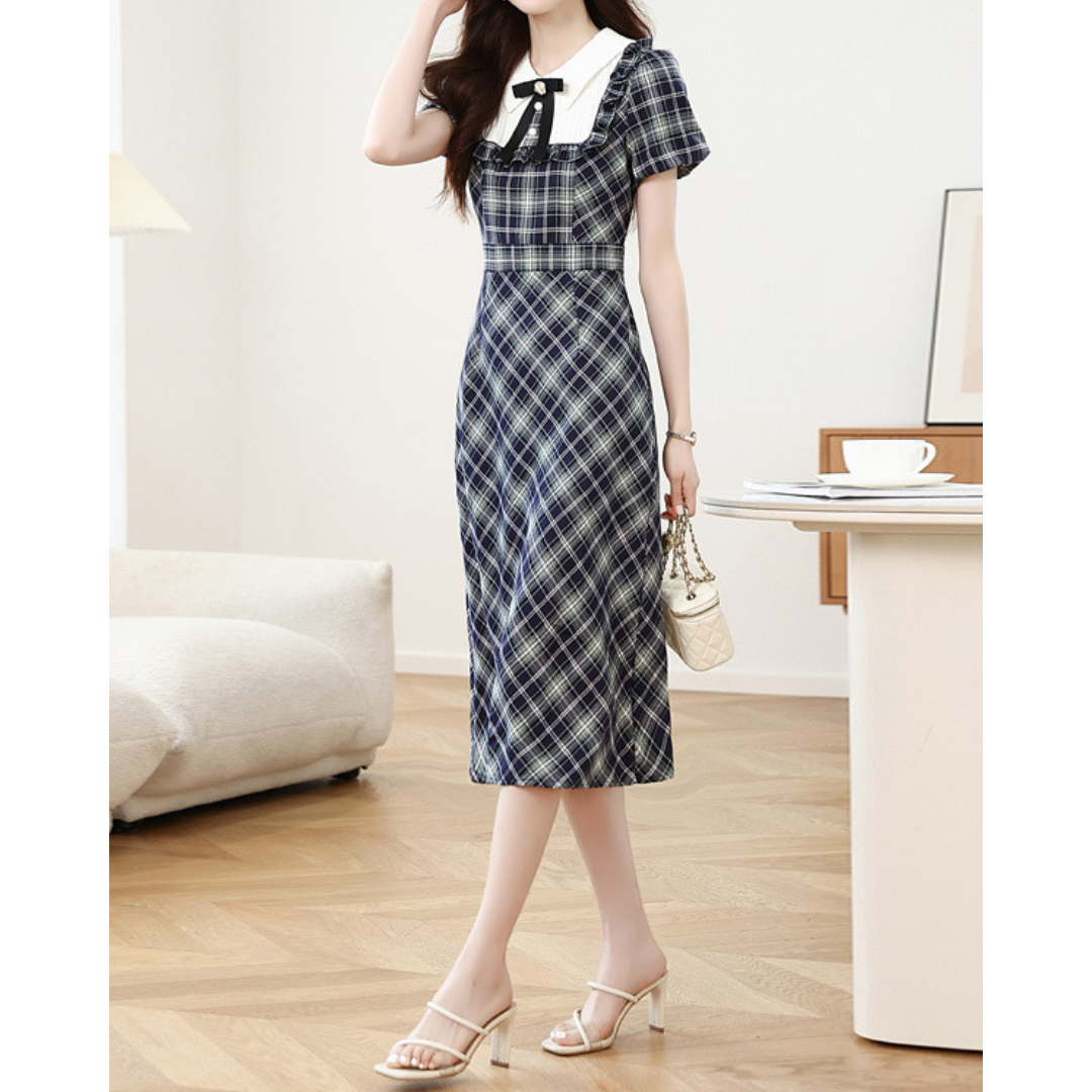 Livia Soft Check Pleat Dress