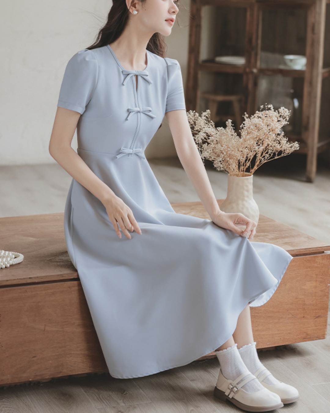 Lilou Soft Ribbon Midi Dress