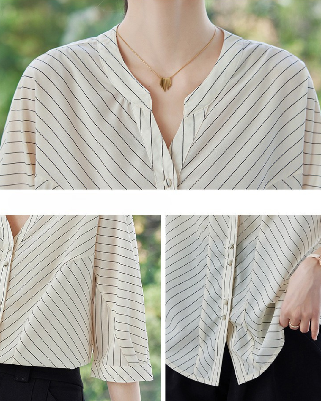 Elowen Stripe Soft Draped Blouse