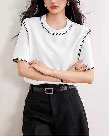 Livia Edge Stitch Cotton T-Shirt