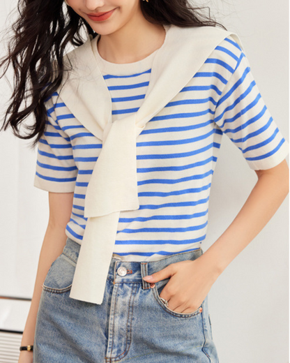 Ava Stripe Soft Drape T-Shirt